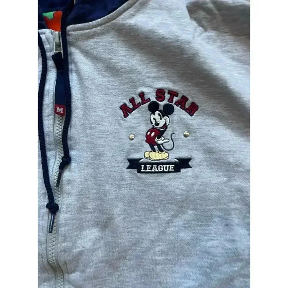 Vintage 90s Disney Mickey Mouse Unlimited All Star League Full Zip Hoodie Sz L - Picture 5 of 12